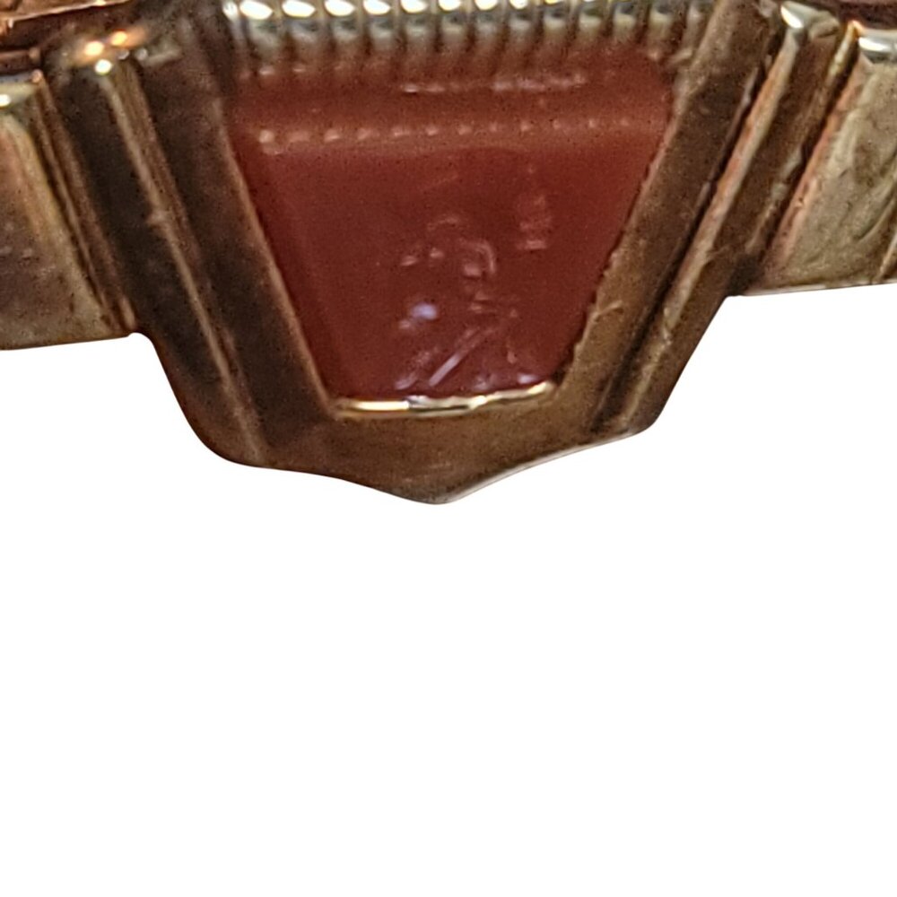 Vintage Speidel Gold Tone Tie Clip Carnelian Stone Intaglio Design Roman Warrior - Picture 3 of 8